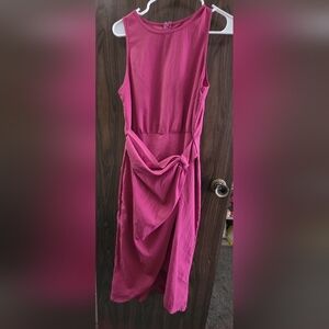 SHEIN Fuchsia Knot-Front Midi Dress